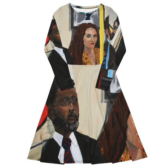 Camden Town - All-over print long sleeve midi dress