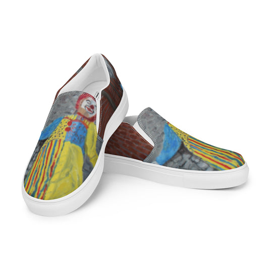 There's a Clown in the Entry  -  men’s slip-on canvas shoes